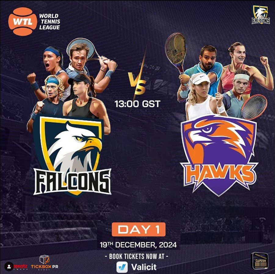 Gear up for the ultimate showdown! 

Falcons vs Hawks on Dec 19th at Etihad Arena. Who will claim the glory? 

Visit Valicit.com to buy tickets and use code Valicit20 at checkout for an awesome discount