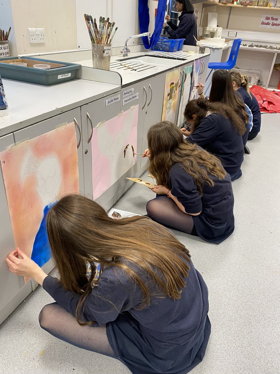 When year 9 all need easels and we discover cupboard doors are just as effective! Great painting lesson yesterday, fantastic atmosphere!