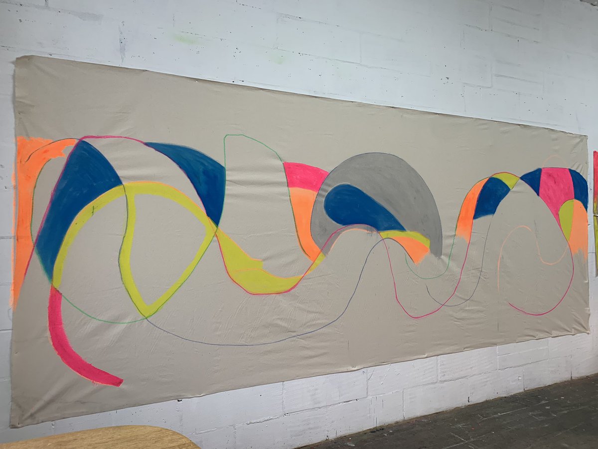 judith_walker1's tweet image. Continuing to work on my new canvas Gut Feelings II  with fluorescent pink and blue paint #art #contemporaryart #paste #grey #silver #lineforawalk #painting #sand #canvas #artiststudio @acme.art #yellow #orange #flourescent #pink #blue @bowelresearchuk #ibd #ibs #microbiome