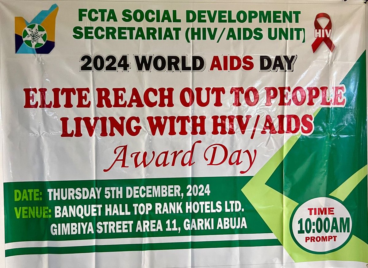 drhadiza_'s tweet photo. I graced the 2024 World AIDS Day Elite Reach-Out to People Living with HIV/AIDS and Awards Day. The event was organized by the FCTA Social Development Secretariat (HIV/AIDS Unit) and held at the Banquet Hall, Top Rank Hotels Ltd., Gimbiya Street, Area 11, Garki, Abuja. https://t.co/GLX6vAvZqs