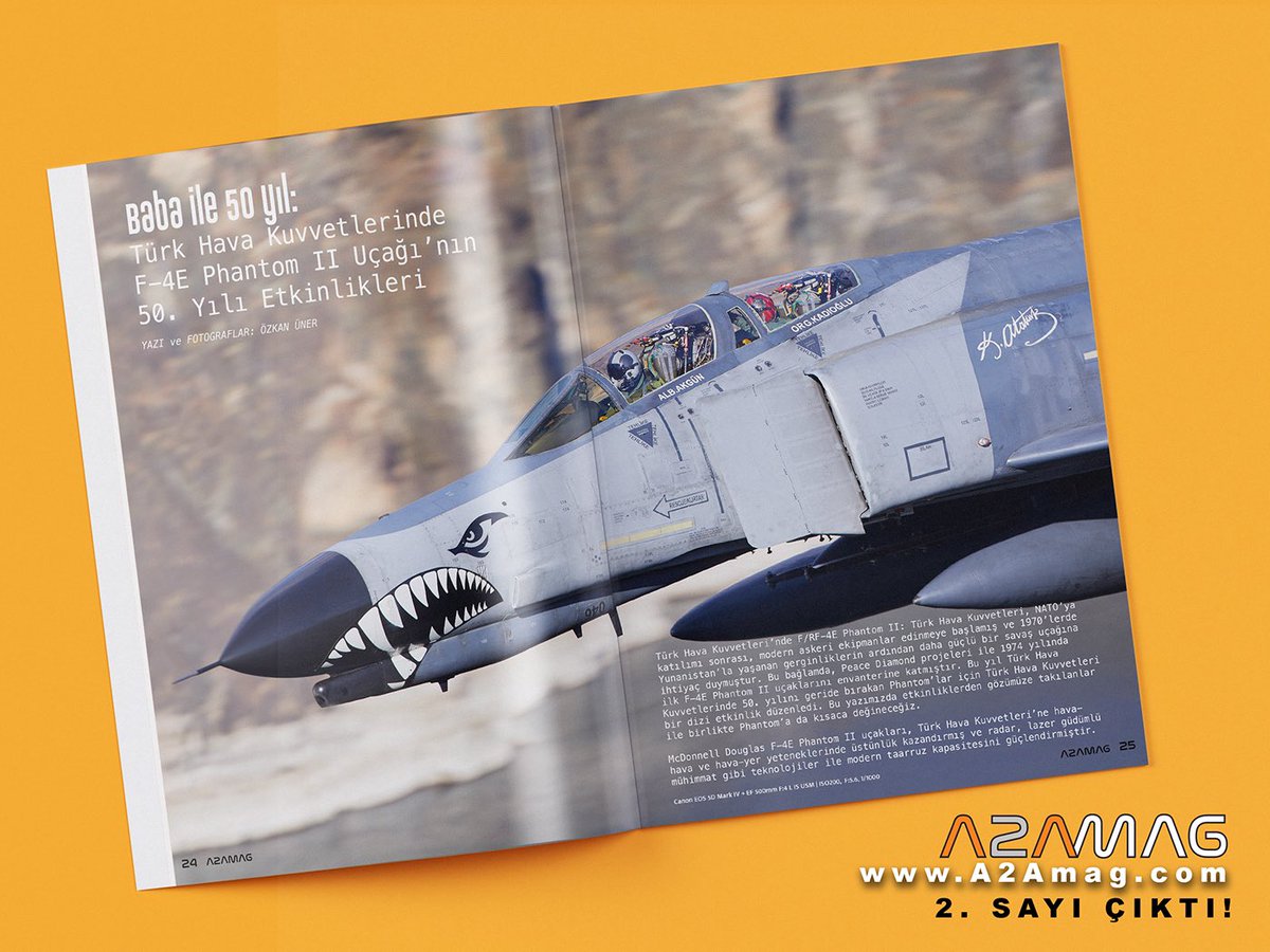 A2Amag’in 2. Sayısı Yayında!
Efsanevi Phantom’ların Türk Hava Kuvvetlerindeki 50. Yılına özel yapılan etkinlikleri havadan havaya, vadi içinde ve Eskişehir 1. Ana Jet Üs’te yapılan çekimlerle <a href="/ozkanuner/">ozkan uner</a> imzasıyla ele aldık.

#A2Amag 
#Havacılık 
#F4EPhantomII 
#TürkHavaKuvvetleri