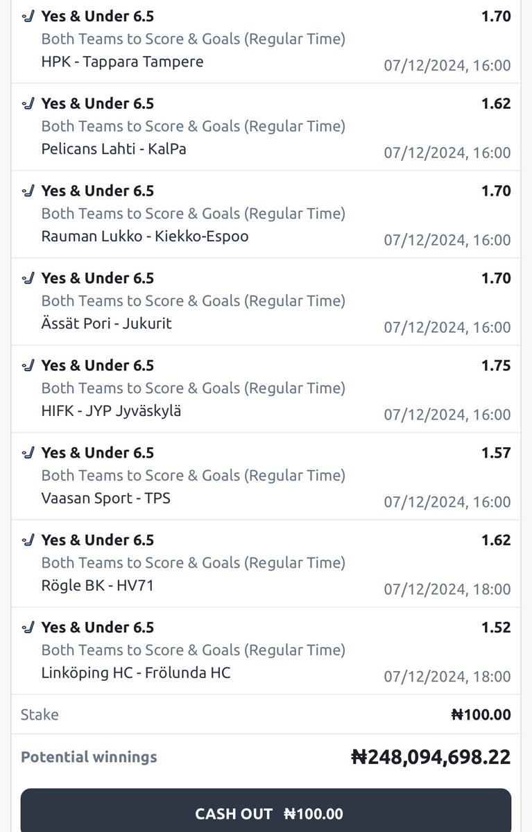 HolaSteve4's tweet photo. #Betano 6th - 7th 🏒

#100 to win #248M
JYB76FEM 🫴2,480,946 odds

🫴27,893 odds
🫴611 odds
🫴148 odds

#BTS &amp; Un6.5 goals
#NB: 1game &amp; 3 edits

@historyinmemes @bossolamilekan1 @sportingking365 @Mrbankstips @mrbayoa1 @BettKMax @enokay69 @Ekitipikin  @LouieDi13 @Julius_Chinwe https://t.co/65k4GHMqLe