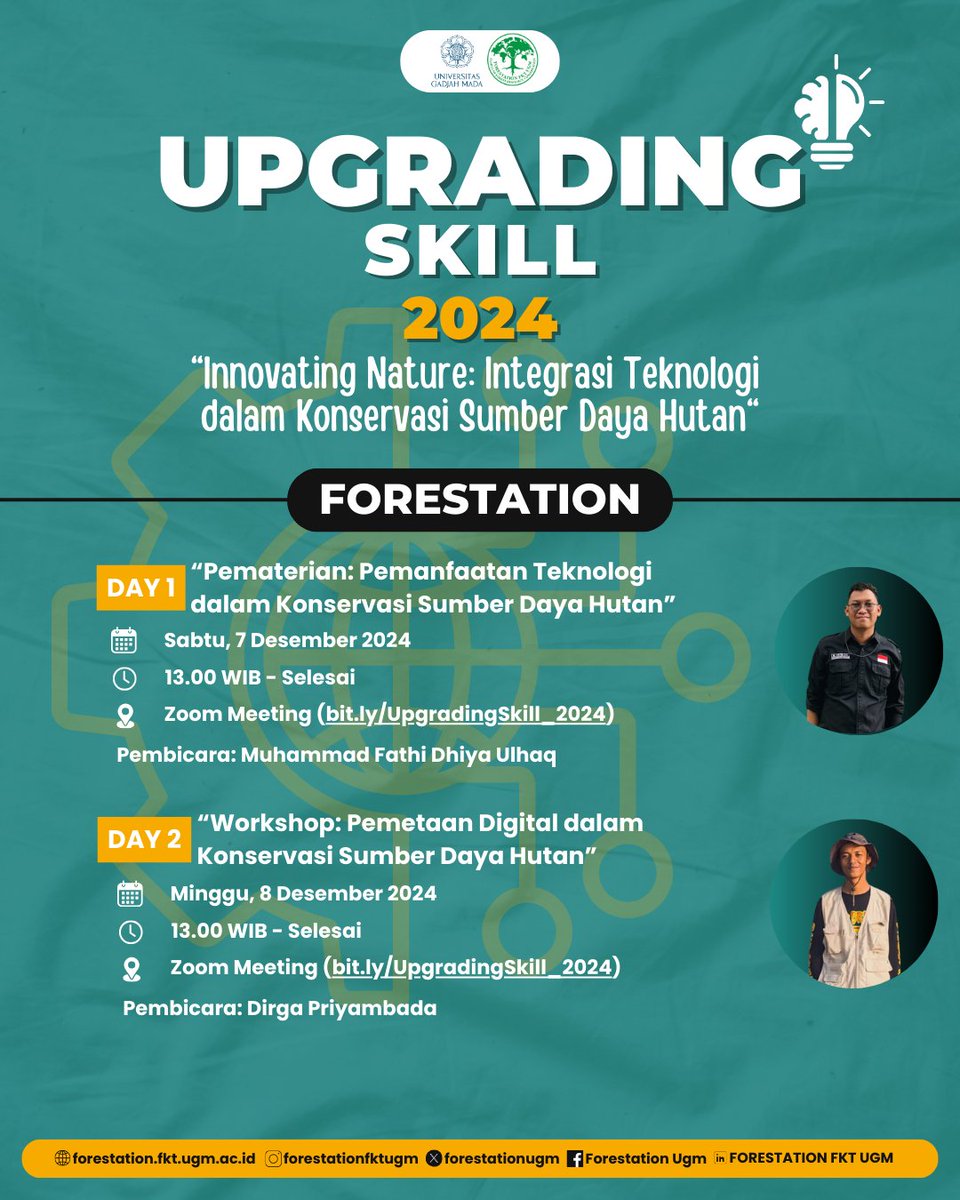 FORESTATIONUGM's tweet photo. 🌿✨[UPGRADING SKILL 2024] ✨🌿

Halo Sobat Konservasi! 🌱

💌 Daftar sekarang di: 
https://t.co/86dzvove2m

Informasi lebih lanjut dapat menghubungi:
📞 Muhammad Yudha (089607173376)

Ayo, tunggu apa lagi! Segera isi link RSVP https://t.co/PX97Ced6gd