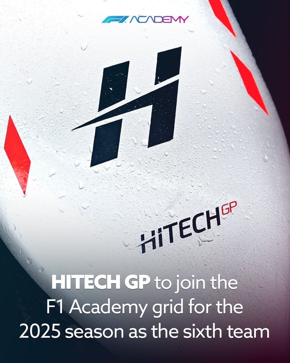 🚨BREAKING: The F1 Academy grid expands to 18 cars from 2025 with Hitech Grand Prix joining as the sixth team.

The expansion of the grid in our third season reflects the series' rapid growth since it was founded in 2022 and the increasing talent pool of young female drivers.