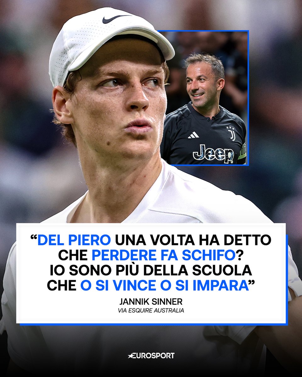 Eurosport_IT's tweet photo. "Io sono più della scuola che o si vince o si impara"

#EurosportTENNIS #Tennis #Sinner #DelPiero https://t.co/YFaZk3Lxy8