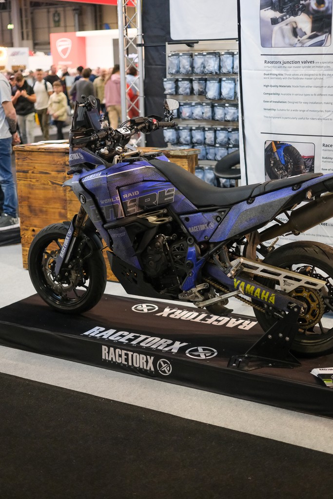 RaceTorx's tweet photo. At the MCL show, our Terene 700 world raid from Racetorx captured considerable interest with its supermoto configuration. #iomtt #yamaha #tenere700 #worldraid #exhibition https://t.co/I0RDX3j0CR