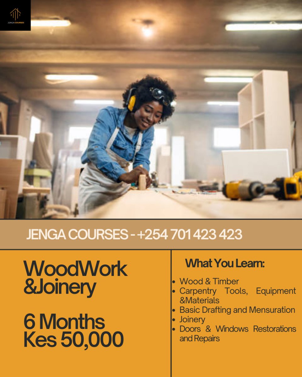 harrikamau's tweet photo. Leo pale @jengacourses ni kahawa na njugu. Pay us a visit let's talk about how you can gain a lifetime skill in woodwork and joinery #tujenge https://t.co/l19ErSLE5F