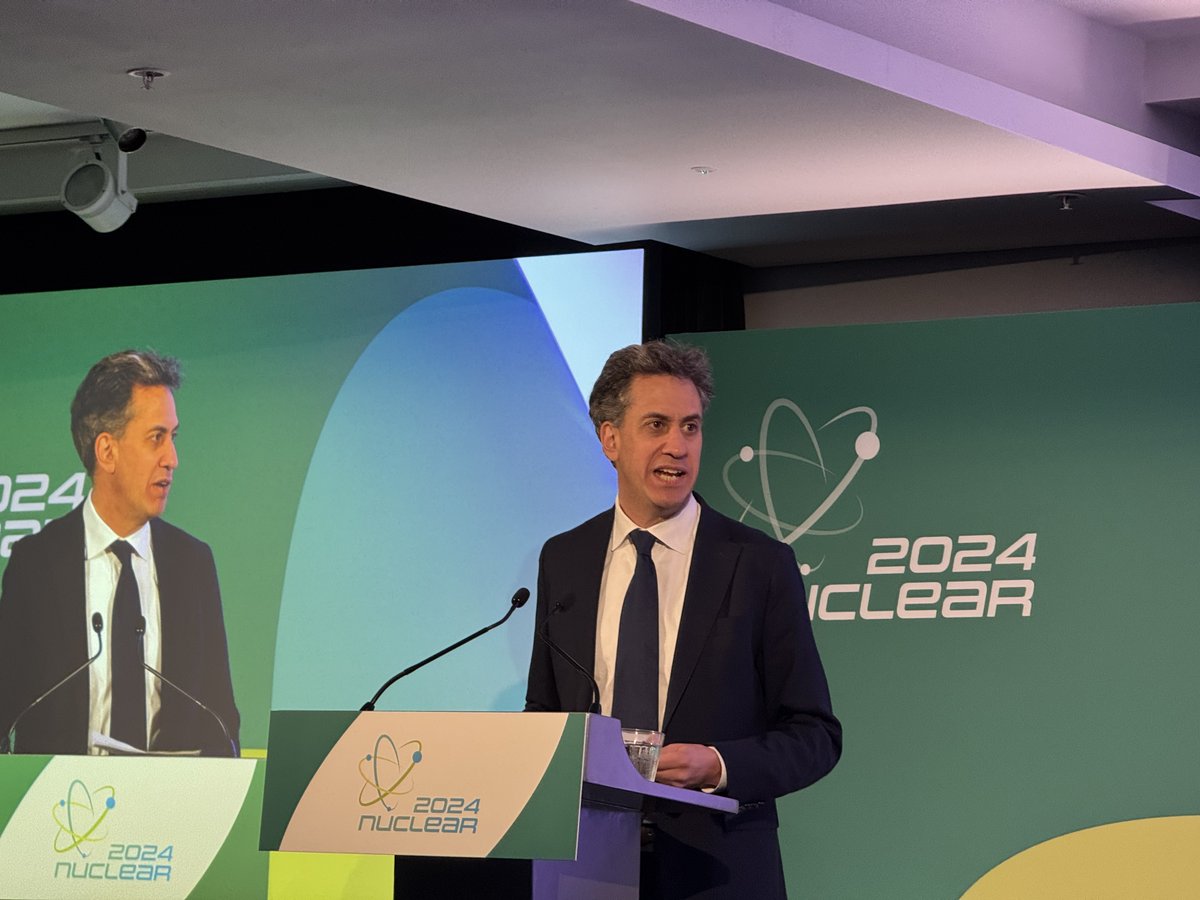 Great speech at #nuclear2024 from the <a href="/energygovuk/">Department for Energy Security and Net Zero</a> secretary Ed Miliband who said #nuclear had a key role to play in providing 'clean, stable, reliable power' for the #netzero transition. 

He added that the UK #SMR competition was a 'massive industrial opportunity' for Britain.