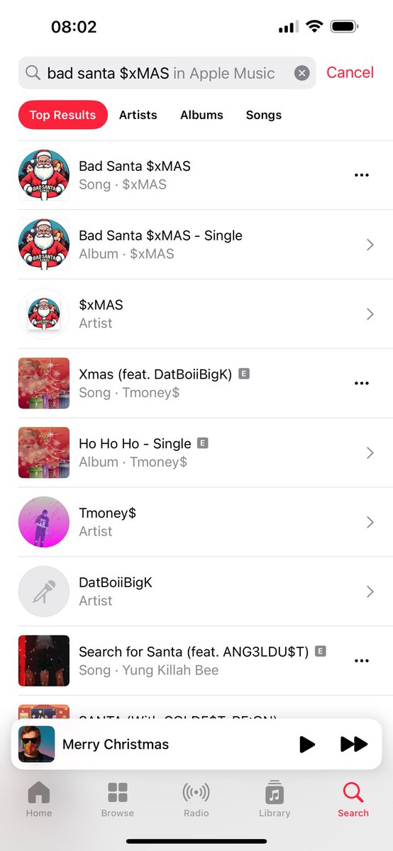 You can now find $xMAS on Apple Music 

<a href="/Fityeth/">fity.eth</a> give it a listen 😉 <a href="/phantom/">Phantom</a> want to get in the #XMAS spirit with us 

$XMAS #Santa #Solana #BadSanta #Xmas #Christmas