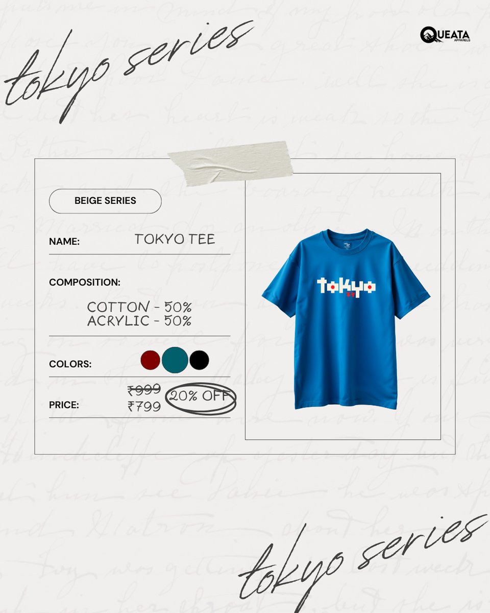 queataapparels's tweet photo. Step up your style with the Tokyo Beige Series! Enjoy 20% off—now just at Rs. 799. Explore our top men’s T-shirts in all sizes and find your perfect fit today!

Shop Now - https://t.co/i4oOxomIgj

#TokyoBeigeSeries #QueataApparels #WinterSalesAlert #MensFashion #ShopNow https://t.co/hyjO1iOXoK