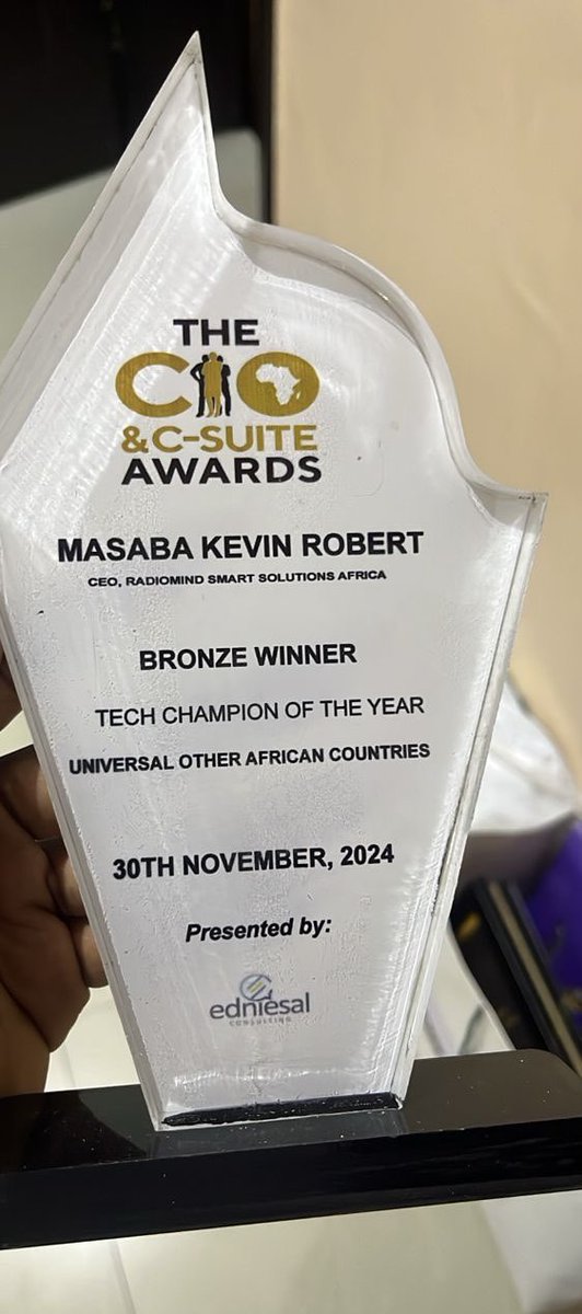 kmasaba's tweet photo. I am over joyed to be awarded this prestigious @cio&amp;c-suiteawards in media tech category https://t.co/gGeZTm6m3s