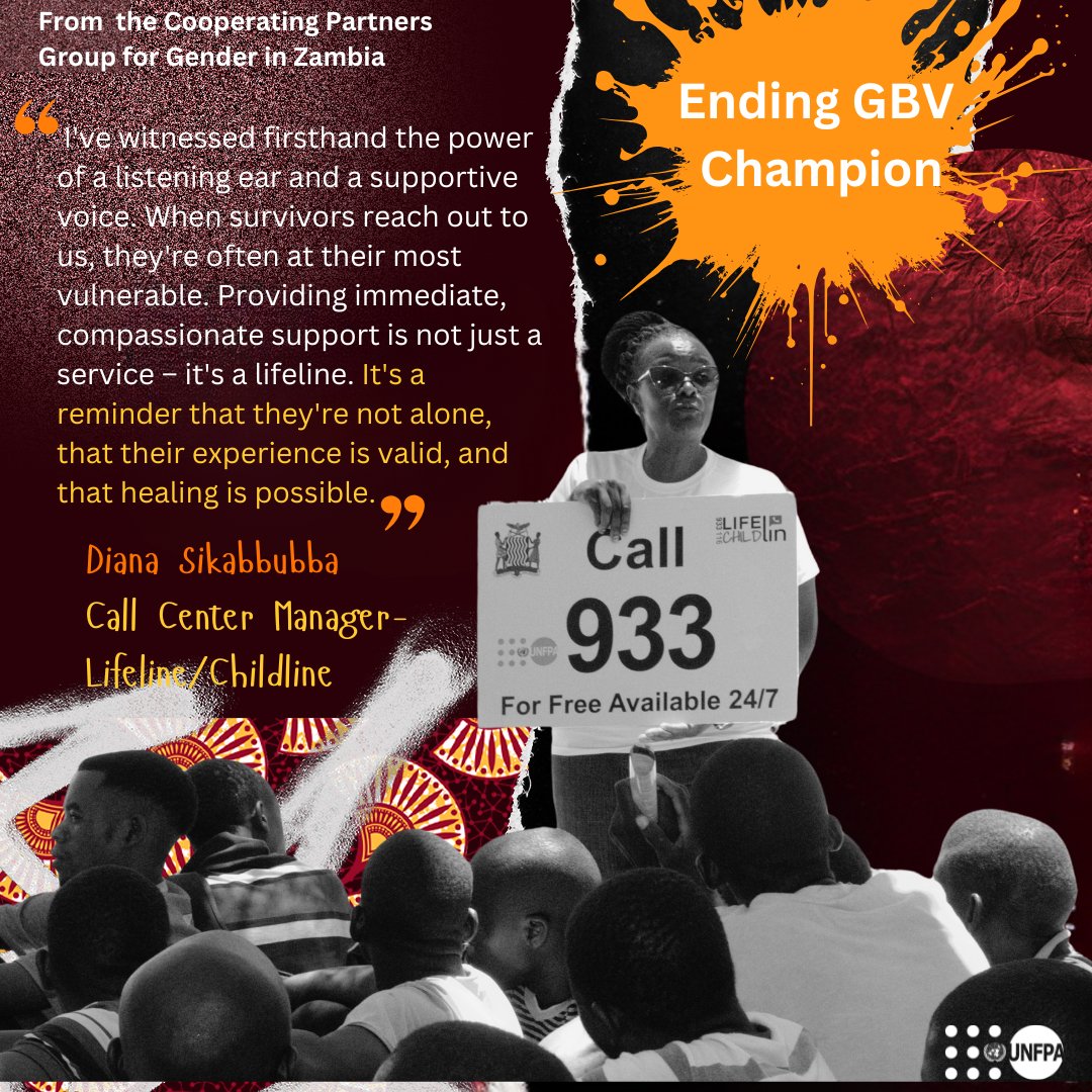 UNFPA Zambia (@unfpazambia) on Twitter photo Hope on the line!
Survivors of GBV deserve immediate support & care. That's why <a href="/UNFPAZambia/">UNFPA Zambia</a> is proud to support the <a href="/clzambia/">LifeLine Child Line Zambia</a> call center and first responders like Diana, working together to ensure every survivor has access to life-changing services #16Days #NoExcuse Hope on the line!
Survivors of GBV deserve immediate support & care. That's why <a href="/UNFPAZambia/">UNFPA Zambia</a> is proud to support the <a href="/clzambia/">LifeLine Child Line Zambia</a> call center and first responders like Diana, working together to ensure every survivor has access to life-changing services #16Days #NoExcuse