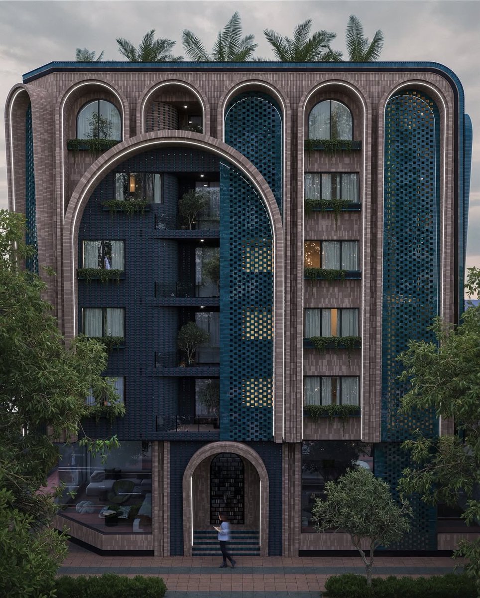 SustainableTall's tweet photo. Textures of brick and tile and arches galore in another banger by Sahar Kamaledddin and Nima Safdari

This is under construction in Sirjan, Iran https://t.co/qmLErWA5EG
