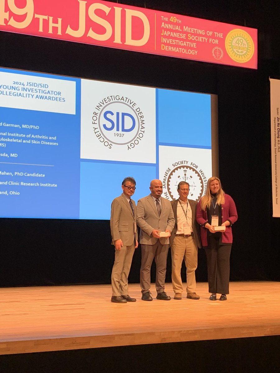 KalaMahen's tweet photo. Honored to receive the @SocInvestDerm Young Investigator Collegiality Award today at the Japanese Society of Investigative Dermatology today in Nagoya, Japan! #JSID https://t.co/uNnJxBkS8a