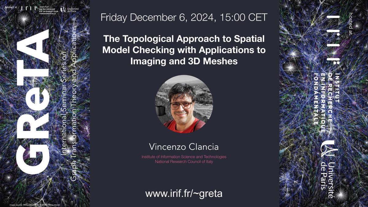 GReTA seminar, TODAY at 15:00 CET: "The Topological Approach to Spatial Model Checking" by V. Ciancia

irif.fr/~greta/event/2…