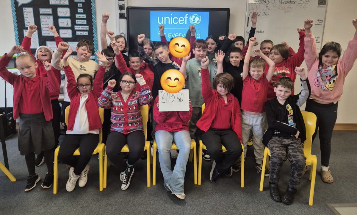 Dosbarth Cadno have raised a whopping £113.50 for UNICEF Gaza appeal. After studying a range of conflicts in their inquiries, the class wanted to help children who have been affected by conflict recently. Da iawn pawb! #ethicallyinformedcitizens #inquirybasedlearning <a href="/UNICEF_uk/">UNICEF UK</a>