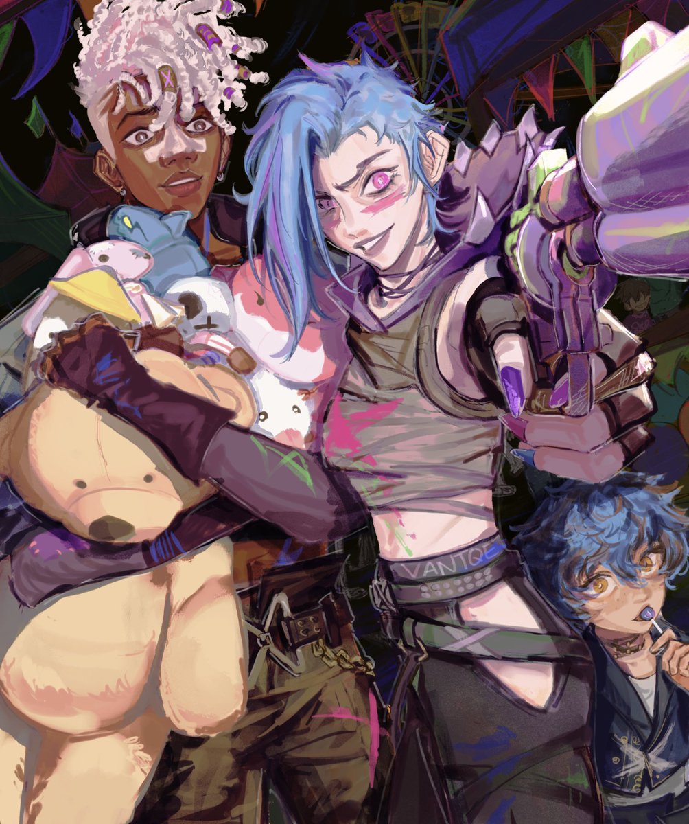 vantqe_'s tweet photo. jinx absolutely wins all the plushies #TimeBomb #Arcane #Jinx #Ekko https://t.co/pg99avlAfu