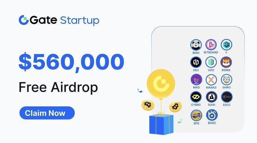 liyidongg's tweet image. Gateio平台重磅空投福利来袭！
 
Gateio_Startup 平台活动精彩纷呈，接连不断！
 
#GateStartup正在进行一项价值高达$560,000的代币空投活动，这无疑是一次不容错过的绝佳机会！
 
持有 #GT代币，以下热门代币，免费领取：
 
- #BITBOARD
- $CYBRO
- $MAD
- #MANA3
- $SUIAI
- #U2U
- $BIAO
- $SPX
-…