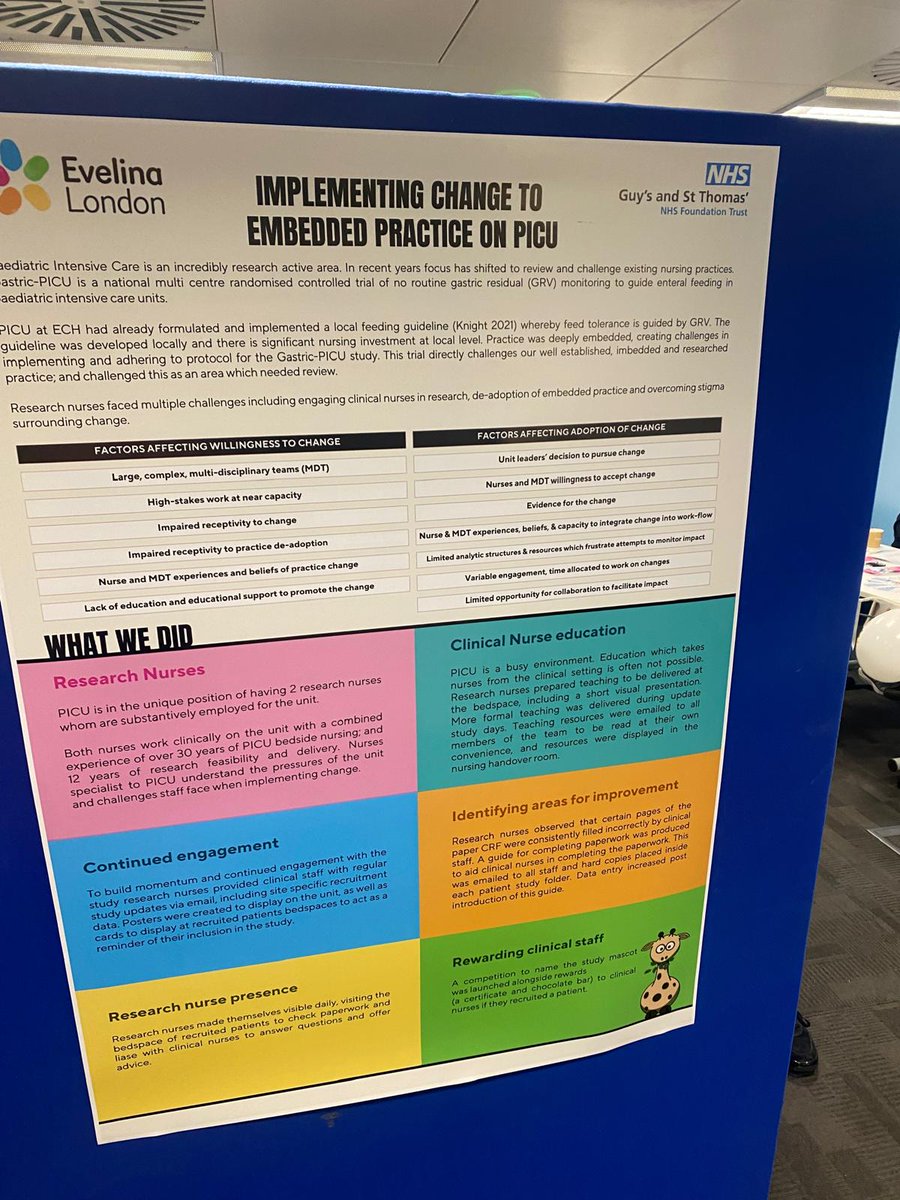 A great turn out of nursing research posters at the <a href="/GSTT_NMResearch/">Nursing and Midwifery Research</a> ACORN research showcase from #PedsICU <a href="/STRS_Evelina/">STRS & Evelina London PICU</a> <a href="/EvelinaLondon/">Evelina London</a> with work on Cuffed ETT pressures, quiet time projects, research engagement and ECMO. Well done to all!