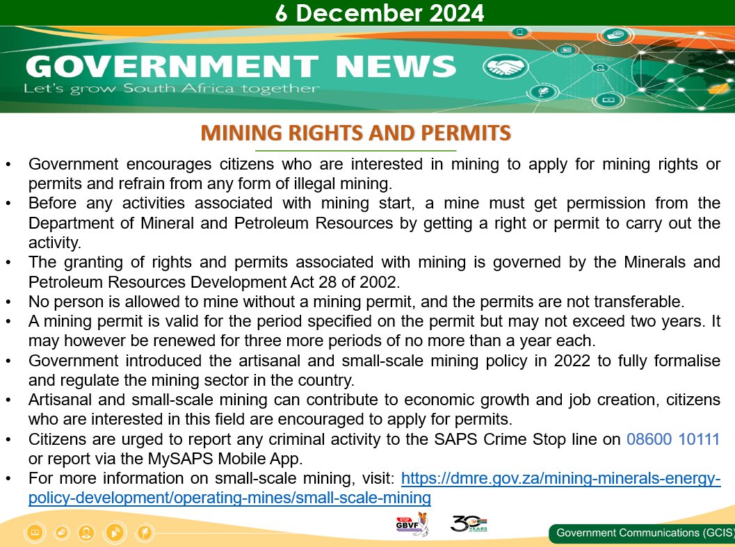 Government encourages citizens who are interested in mining to apply ...