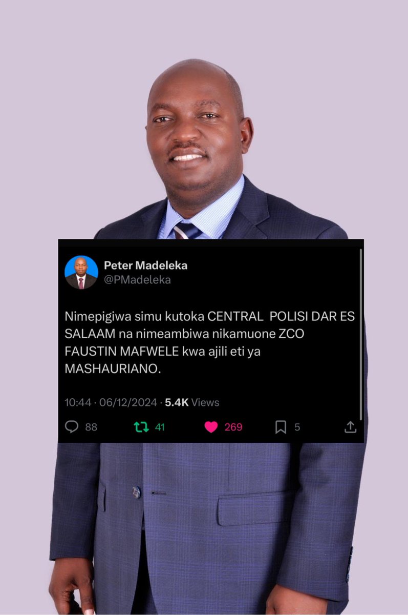 CENTRAL POLICE DAR ES SALAAM wamempigia simu WAKILI MSOMI PETER MADELEKA kuwa ZCO FAUSTINE MAFWELE anamuhitaji wakili kwaajili ya MASHAULIANO.

Dunia inatakiwa iuone wito huu. Naomba REPOST 200, kisha sambaza ujumbe huu kila kona.

REPOST 200.🔥🔥