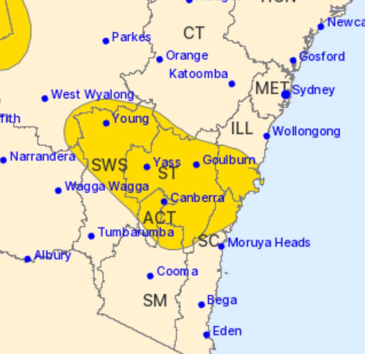 A severe thunderstorm warning has been issued for #Canberra. The warning from <a href="/BOM_ACT/">Bureau of Meteorology Australian Capital Territory</a> is for heavy rainfall and damaging winds. #weather #CBR #storms
