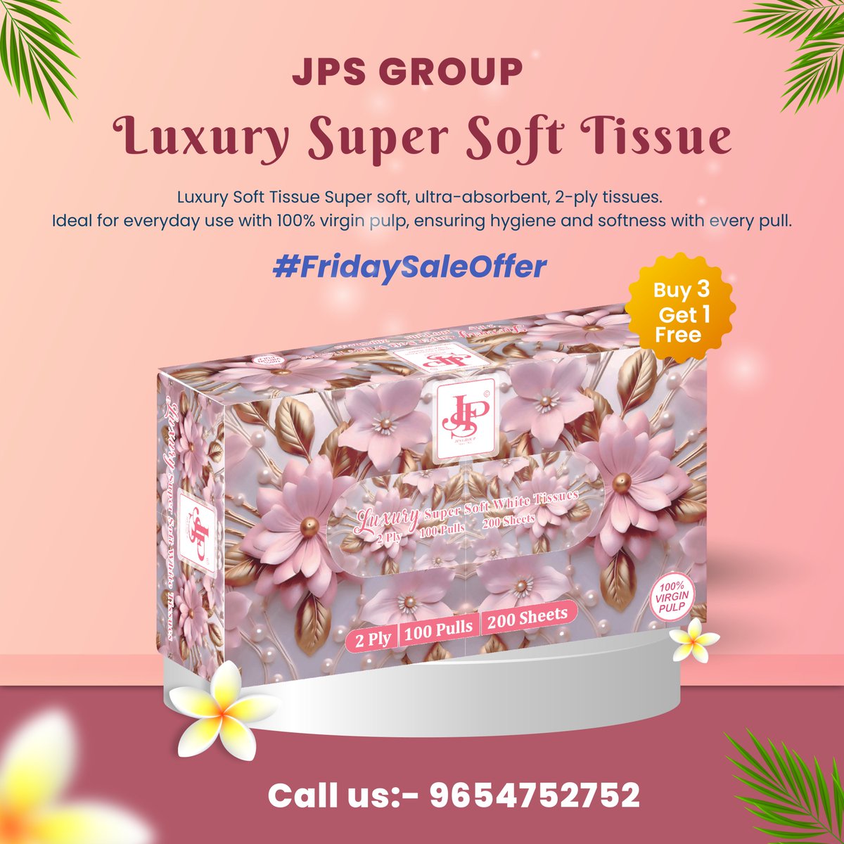 jpsaffordable's tweet photo. Experience ultimate luxury and hygiene with JPS Luxury Super Soft Tissues. Perfect for every occasion ๐ท๐ท #SoftnessRedefined #LuxuryTissues #EverydayComfort
Call us:- 9654752752 https://t.co/1EbdWH3zr9