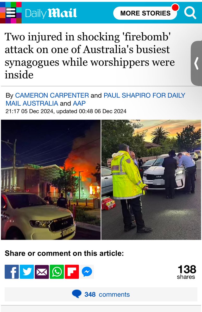 HowidyHamza's tweet photo. Last night, two terrorists attacked the Melbourne synagogue in Australia, set the fire while people were praying inside, two people were injured, and luckily, no one was killed. 
The rise of antisemitism has already reached scary levels not only in some European countries but also in Australia and the US. As a Palestinian, I feel ashamed seeing that overlooked, not to mention when I see such criminals claim that they are "pro-Palestine" and try to find a ground of justification for such crimes. All the support to our Jewish brothers in Australia.