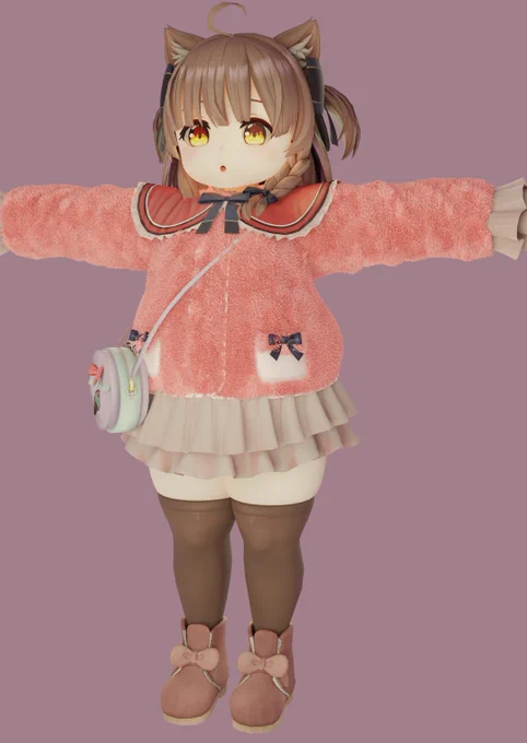 もふもふできた!!!けど、中着の色がくすんでる。調整が必要かなぁ 