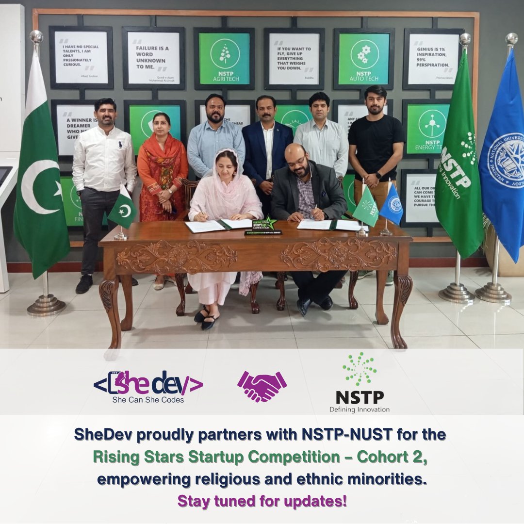 Exciting news! <a href="/Shedevofficial/">SheDev</a>  partners with <a href="/nstpofficial/">National Science & Technology Park</a>  for Rising Stars Startup Competition funded by <a href="/usembislamabad/">U.S. Embassy Islamabad</a>  Empowering minorities &amp; innovative startups. Apply now &amp; win up to 2M PKR &amp; a trip to the US! 

tinyurl.com/RisingStarsCoh…

#RisingStars #StartupPakistan