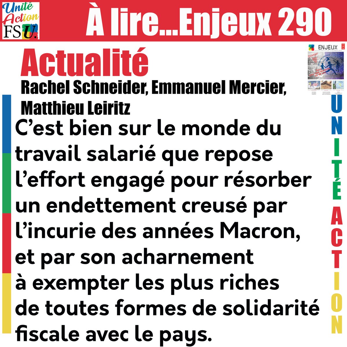 UniteActionFSU's tweet photo. Retrouvez la revue "Enjeux" et abonnez-vous !
https://t.co/rsomvIu4JS https://t.co/2nY28fY3T6