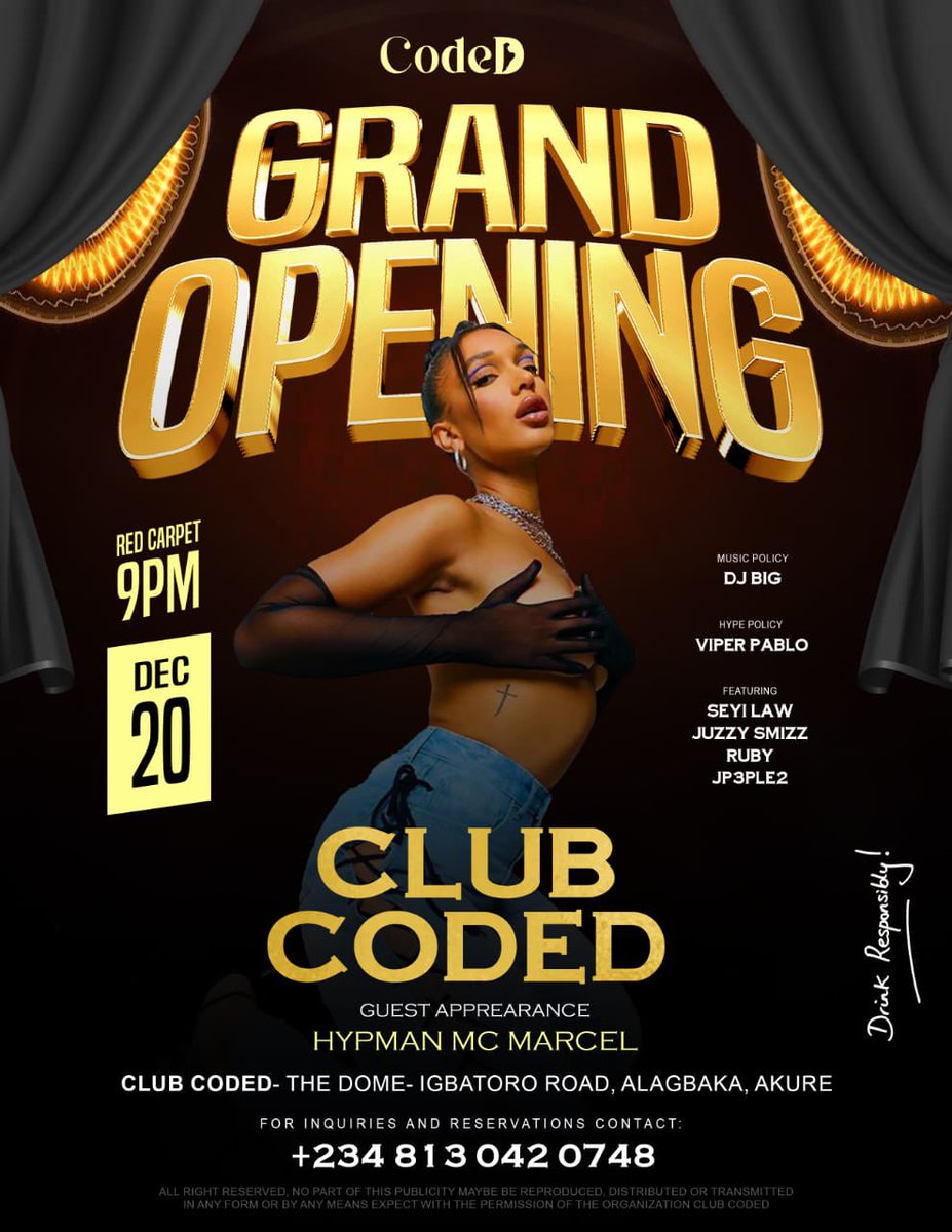 iamoyomesi's tweet photo. Akure nightlife just got better! 🌟 Discover the ultimate club codes for an unforgettable night out. Let’s vibe, connect, and create memories that last forever! 

@clubcoded
#codedakure
#clubcoded
#coded
#akure
#luxurynightclub
#AkureClubbing #NightlifeVibes https://t.co/DWBZuGKoCP