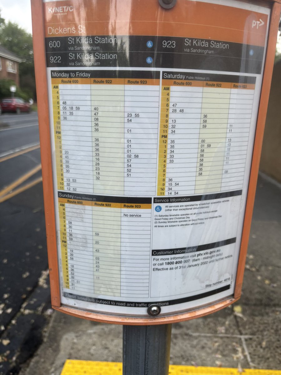 Route 900 runs close to midnight during the week and weekends ,just don’t try catching it between 9.30 and 3.20 pm. 
#ptv