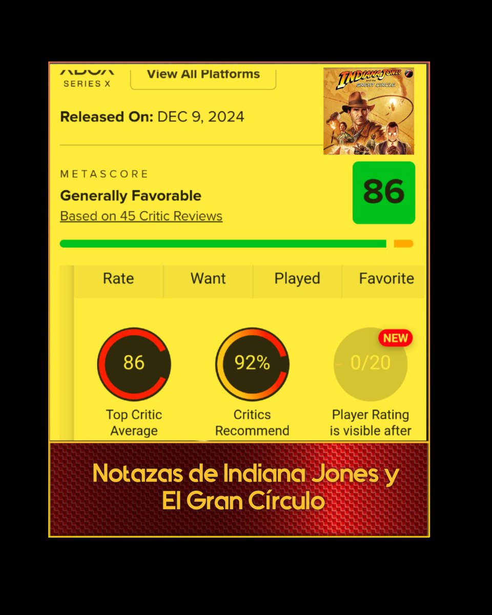 LegionLooterana's tweet photo. ✨Indiana Jones y el Gran Círculo es un Éxito. 

🤗Gracias a @bethesda_ESP por regalarnos una copia para poder jugar a esta maravilla

👉"Inteligente, Divertido y muy al estilo Indiana Jones"

👉"La mejor historia de Indy de este siglo"

👉" A la altura de las películas de Spielberg en muchos aspectos"

👉"Debería llamarse Indiana Jones y el Gran JUEGO"