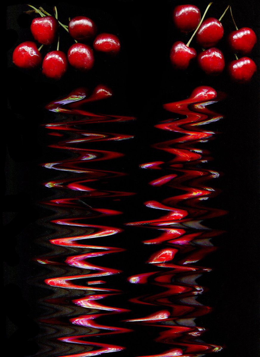 NeilThin's tweet photo. @DailyPicTheme2 Ok here goes. #cherryred cherries dragged across a scanner. #scanography https://t.co/uEJl6IG6co