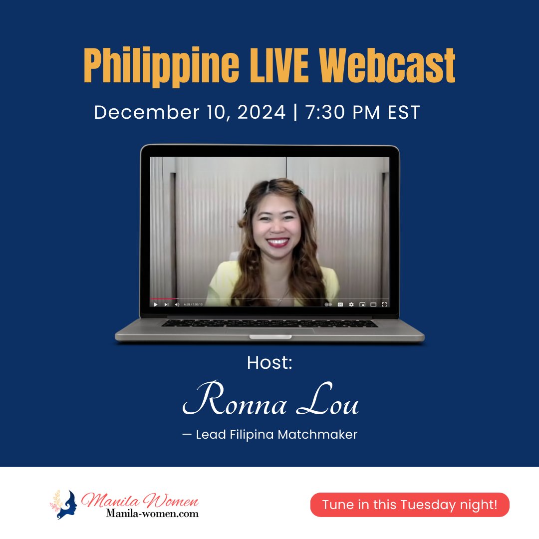 WomenManila's tweet image. It&apos;s your chance to connect LIVE with beautiful single Filipinas! 😍

Don&apos;t miss this—stay tuned this Tuesday, plus gain valuable dating insights from the expert, Ronna Lou. 🌟

Start here: bit.ly/Manilawomen-ro…

#LiveWebcast #tour #matchmaking #datingservice #truelove
