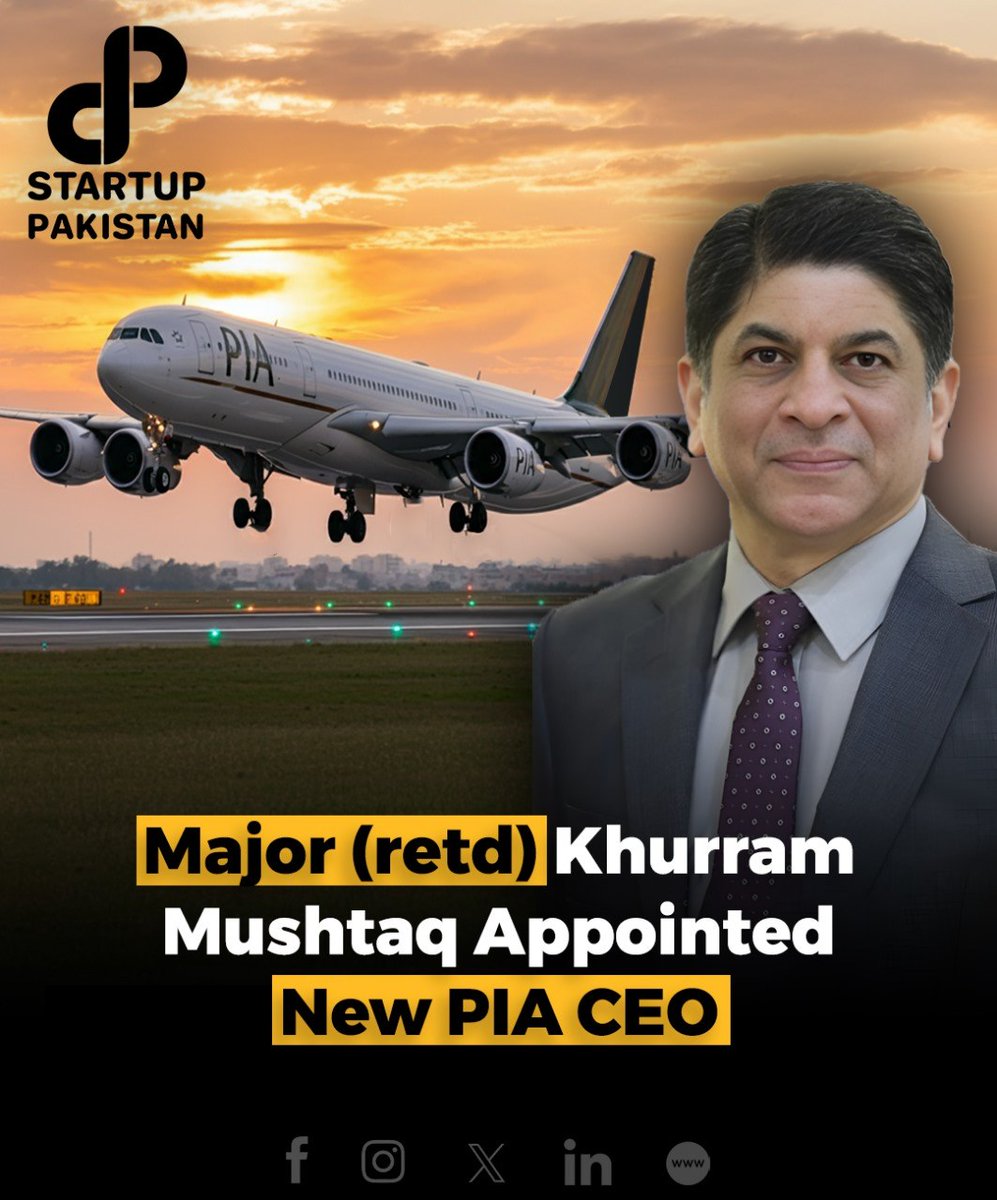 PakStartup's tweet photo. Khurram Mushtaq has been appointed as the acting CEO of Pakistan International Airlines (PIA) following a decision by the PIA Board of Directors. 

#KhurramMushtaq #PIACEO #AviationLeadership #PIAUpdates #PakistaniNews #PIAPrivatisation #LeadershipChanges https://t.co/5DNGmEb9vW