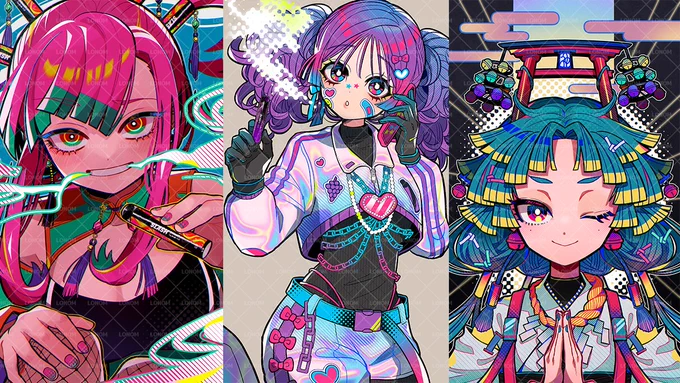 【portfolio】・Character standing picture ・One-picture illustrations ・Live2D model(art only)・SD基本彩度高め差し色多めです。動画に合ったテイストにも変更等できますので是非メールかDMにてお気軽にお問合せください。We welcome requests from international users at Vgen! 