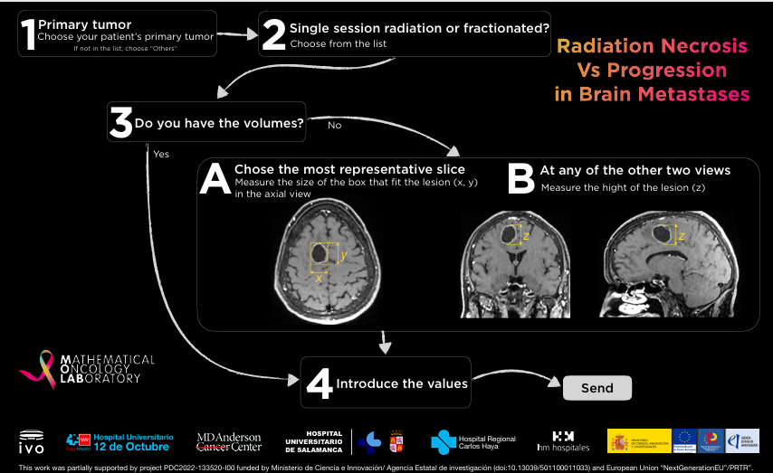 ¿Sabes que MOLAB (molab.es) ha desarrollado una calculadora que indica la probabilidad de que el crecimiento de una metástasis cerebral tras radioterapia/radiocirugía se deba a RADIONECROSIS?
radiationnecrosiscalculator.com