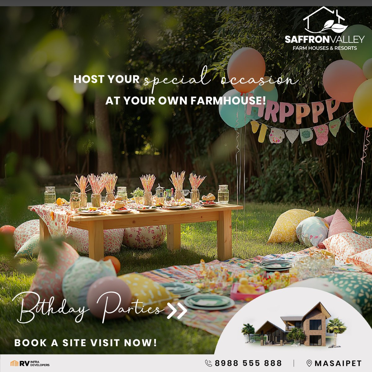 SaffronResorts's tweet photo. Celebrate your special moments at Saffron Valley Farmhouses &amp; Resorts! Perfect for family gatherings, weddings, birthdays and more, make every occasion unforgettable at your very own farmhouse. Book a site visit today and see how we bring your celebrations to life! #SaffronValley https://t.co/plojidZhyo