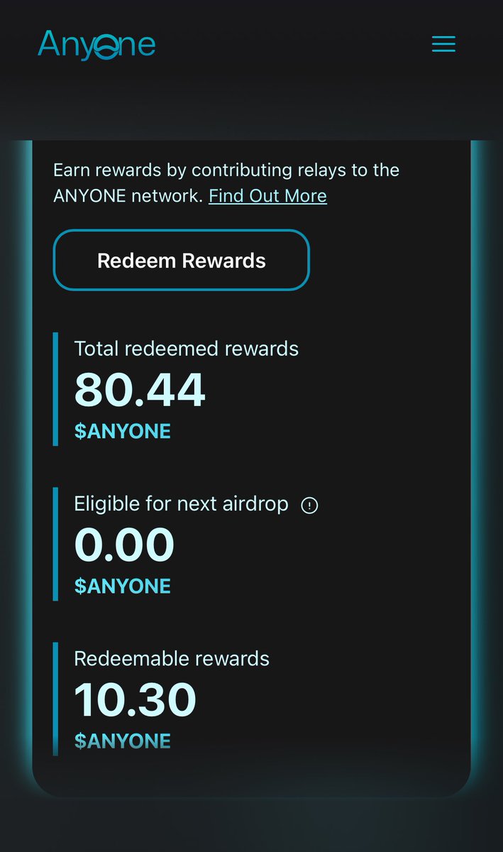 19LinusP's tweet photo. My $ANyONe Relay has been running for 28 days (4 weeks), generating 90.74 $ANyONe tokens.

At the current price of $2.10 per token, that’s $190.50 earned. With a $400 Relay cost, it’ll pay off in ~2 months, and then it’s all profit.

Shop: https://t.co/VG5ZYqK3dq

X: @AnyoneFDN https://t.co/UO8FiB5ruW
