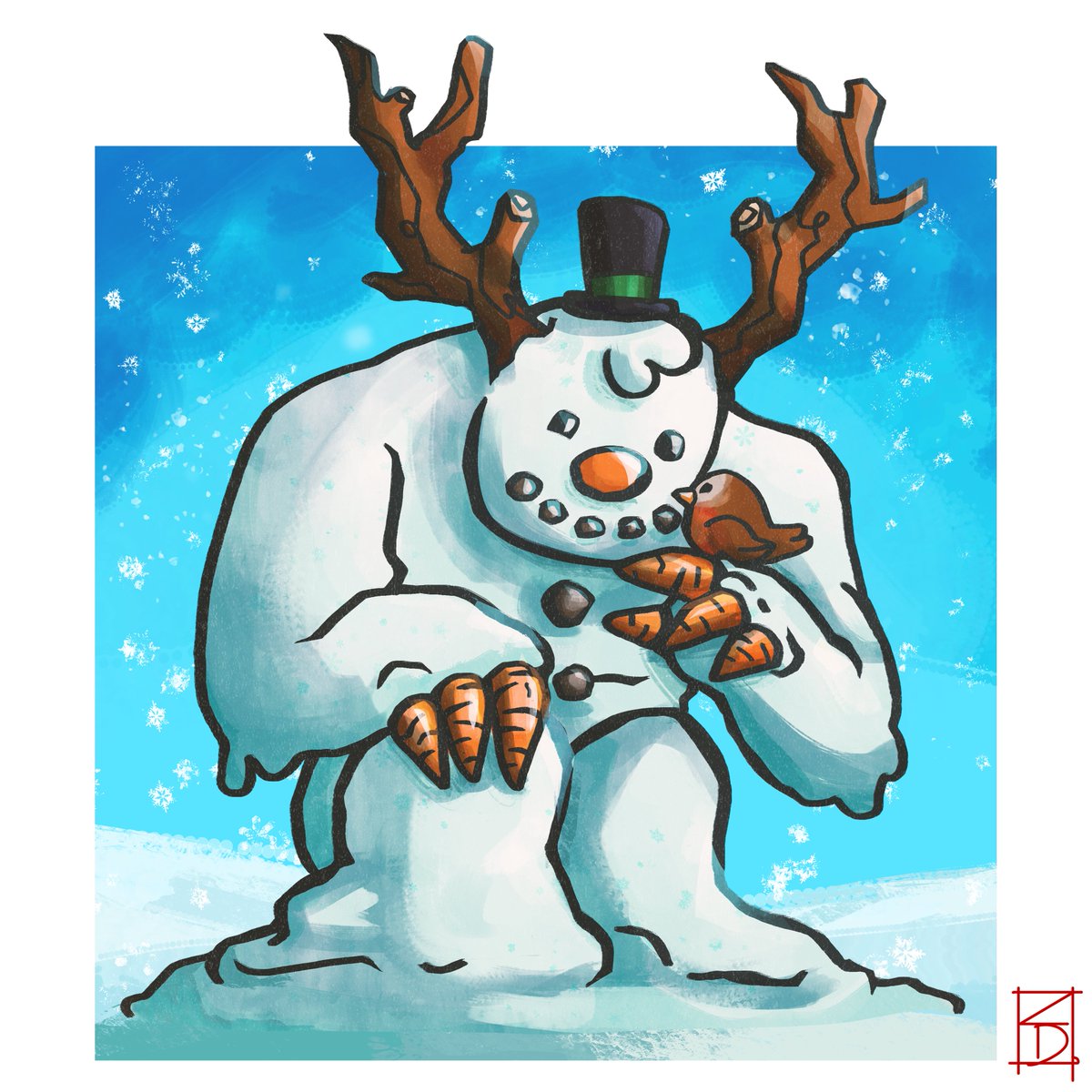 Zepdraws's tweet photo. Snowman and Robin pal for a sketch prompt! https://t.co/Y22XmljsEV