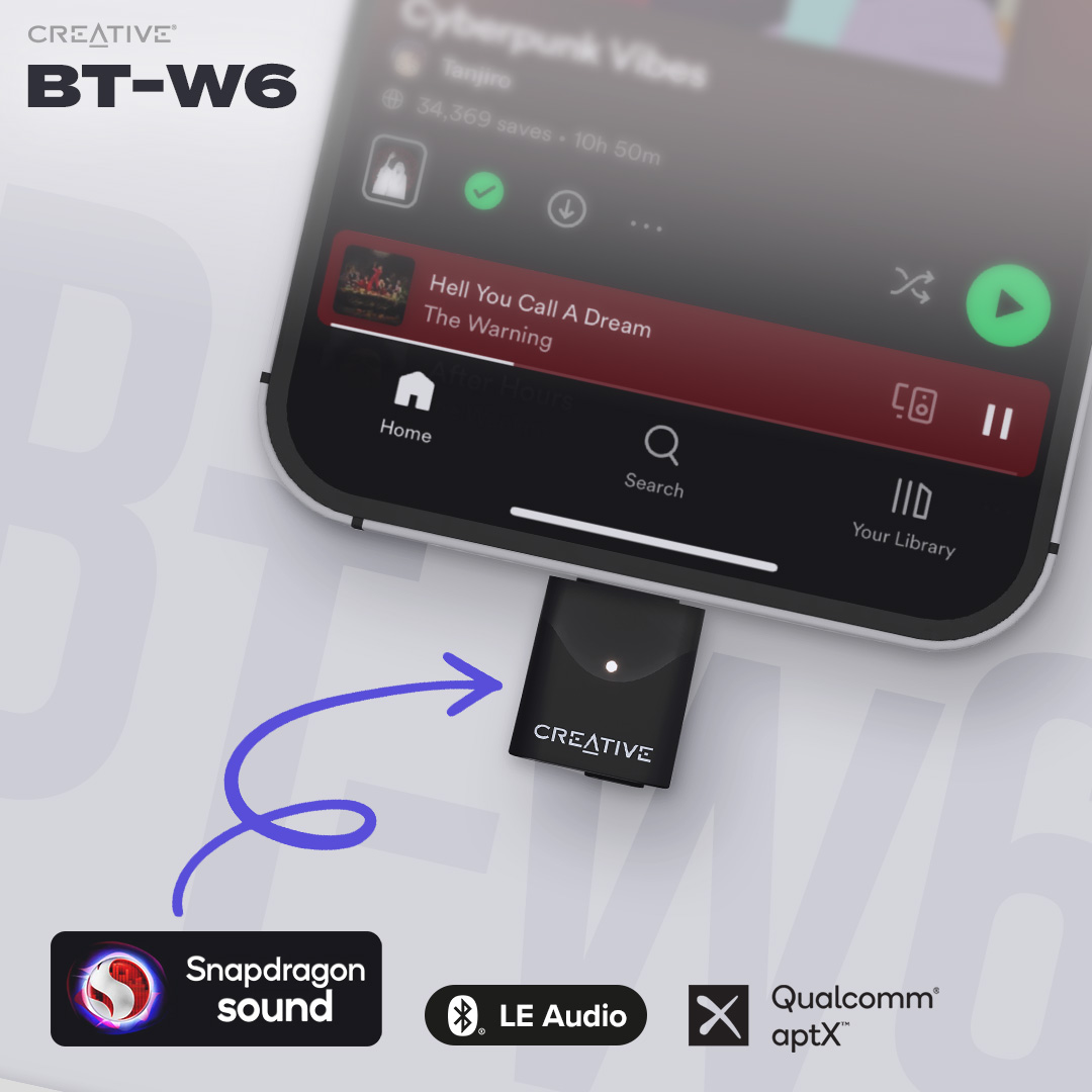 CreativeCMKK's tweet photo. ロスレス コーデックや次世代LE Audioに対応したBluetooth オーディオ トランスミッター Creative BT-W6 好評発売中
https://t.co/0eIqjHdLyq

#Creative #BTW6 #SnadragonSound #aptXLossless #aptXAdaptive #aptXHD https://t.co/hapd8cPg89