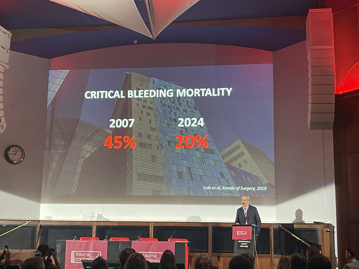 Kat Priddis (@kls_kat) on Twitter photo Massive transfusion mortality still 40-60%
If you bleed down to PEA arrest - your mortality is essentially 100%.
Particularly if it’s sub-diaphragmatic.
How do we fix things?
<a href="/karimbrohi/">Karim Brohi</a> opens the second day of trauma <a href="/LDN_TC/">London Trauma Conference</a> Massive transfusion mortality still 40-60%
If you bleed down to PEA arrest - your mortality is essentially 100%.
Particularly if it’s sub-diaphragmatic.
How do we fix things?
<a href="/karimbrohi/">Karim Brohi</a> opens the second day of trauma <a href="/LDN_TC/">London Trauma Conference</a>