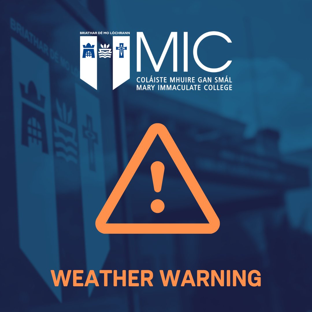 MICLimerick's tweet image. ⚠️ Weather warning ⚠️
 A #MetEireann status Orange Wind weather warning is in place for much of Munster including counties Limerick and Tipperary from 8pm tonight to 10am tomorrow (7 December)

If a STATUS RED ALERT is issued for the Limerick or Thurles areas then please be