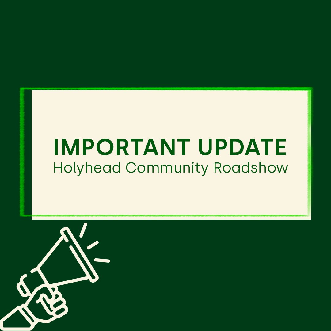 ⚠️ Weather Update: Holyhead Community Roadshow ⚠️
Due to an Amber weather warning (Storm Darragh), tomorrow's visit to Holyhead (7 Dec) is cancelled.

✅ We’re still at Amlwch Farmers Market today.
✅ Join us in Llanfechell on Monday, 9 Dec, from 10 AM.
Stay safe! 🌬️ #SafetyFirst