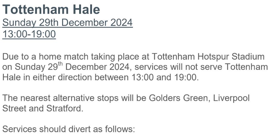 Stop Closure: Tottenham Hale