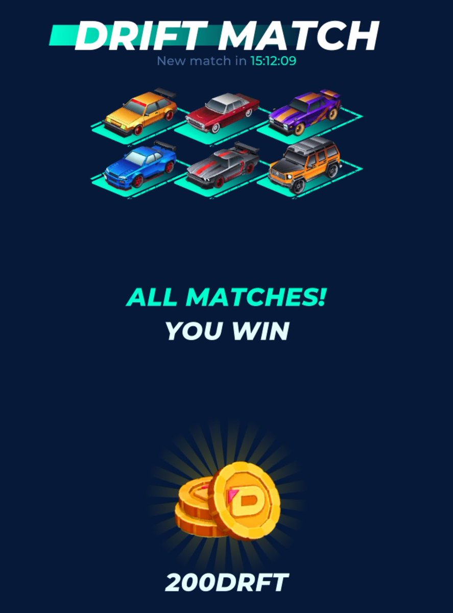 freecoinalerts's tweet image. #DriftPartyTodayCombo🏎️

🗓️ 06.12.24

💠 Combo : 2 7 9 12 13 14 

For new users : t.me/drft_party_bot…

Code : 
✅ Here’s how it works:
🏎 Once a day a new board of cars will pop up
🛞 Pick your 6 cars from the lineup
🧩 Each day, you’ll get a new code to crack

#driftcode