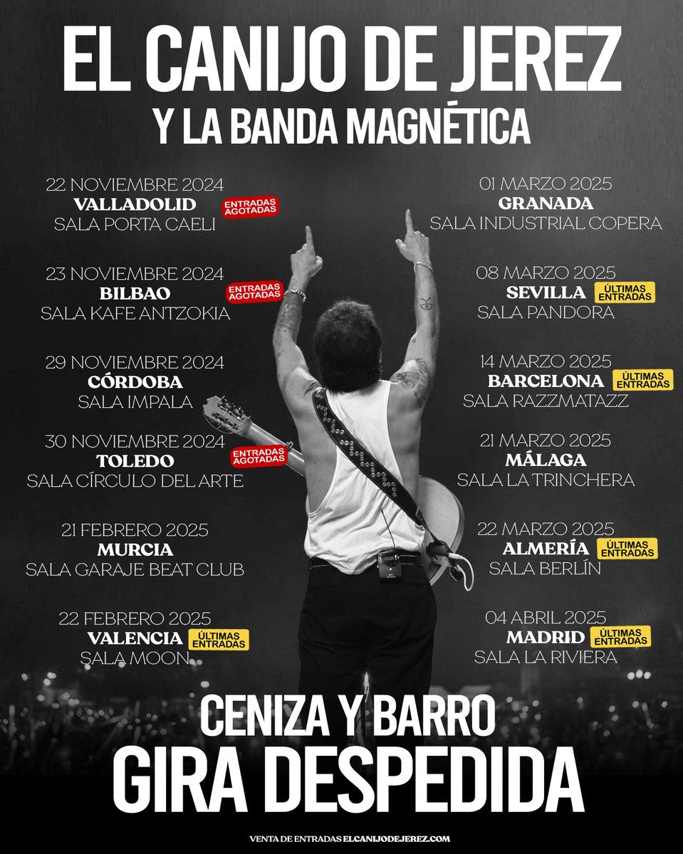 ✨GIRA de DESPEDIDA. La última, la mejor de todas… deberías de estar allí. No habrá una noche igual🔥

Os avisamos que van quedando muy pocas entradas en elcanijodejerez.com