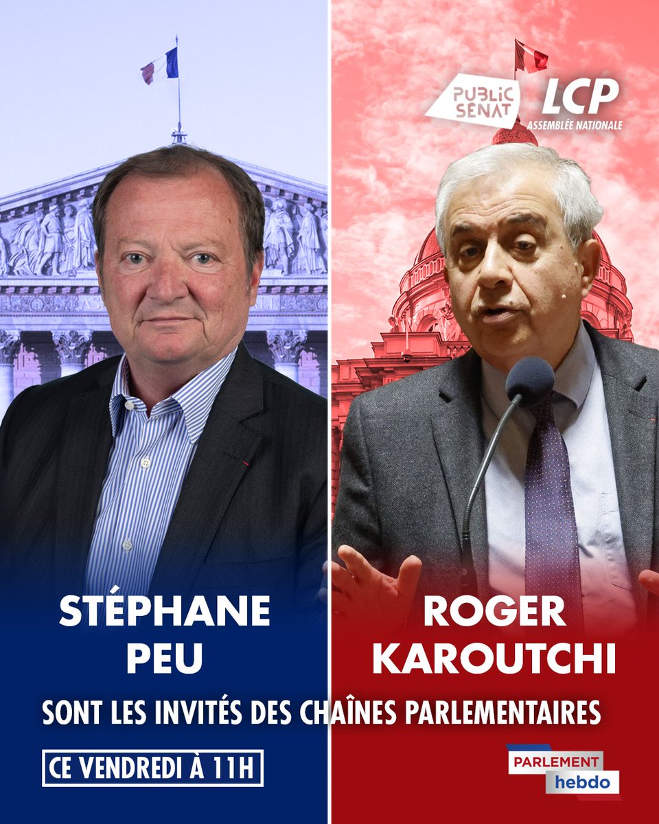 LCP (@lcp) on Twitter photo 🏛️Ce matin dans #ParlementHebdo, <a href="/KathiaGilder/">GILDER</a> & <a href="/APoussart/">Alexandre Poussart</a> (<a href="/publicsenat/">Public Sénat</a>) reçoivent :
👉<a href="/stephane1peu/">Stephane Peu</a>, député GDR de Seine-Saint-Denis
👉<a href="/RKaroutchi/">Roger KAROUTCHI</a>, sénateur LR des Hauts-de-Seine
à 11h sur le #canal13 🏛️Ce matin dans #ParlementHebdo, <a href="/KathiaGilder/">GILDER</a> & <a href="/APoussart/">Alexandre Poussart</a> (<a href="/publicsenat/">Public Sénat</a>) reçoivent :
👉<a href="/stephane1peu/">Stephane Peu</a>, député GDR de Seine-Saint-Denis
👉<a href="/RKaroutchi/">Roger KAROUTCHI</a>, sénateur LR des Hauts-de-Seine
à 11h sur le #canal13